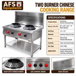 เตาแก๊สเชิงพาณิชย์สแตนเลส 36 นิ้ว ยี่ห้อ AFS Equipments แบบสี่หัวเตาสำหรับทำอาหารจีน หัวเตาแบบ Wok สำหรับงานหนัก ประหยัดพลังงาน - Product Image 1