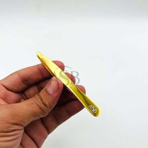 Pinzas con Punta Inclinada Chapadas en Oro, Nuevo Diseño, Acero Inoxidable, Impresión de Logotipo Personalizado, Pinzas Profesionales para Cejas - Product Image 5