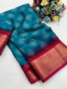 Sari de seda de alta calidad con borde Jequred y blusa a juego, de secado rápido, para uso casual. - Product Image 2