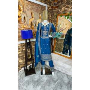 Conjunto de ropa de fiesta de diseñador para mujer, parte superior inferior Dupatta con bordado elegante - Product Image 2