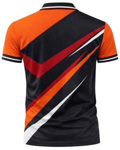 Camiseta Polo Personalizada para Hombre, Naranja, Negra y Roja, Manga Corta, Estampado Geométrico, Transpirable, de Poliéster, Deportiva, Casual, para Golf y Entrenamiento - Product Image 2
