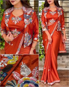 เสื้อแจ็คเก็ตปาร์ตี้สุดฮิตแบบใหม่พร้อมผ้าส่าหรี พร้อมสวมใส่ ผ้าส่าหรีปักลาย - Product Image 6