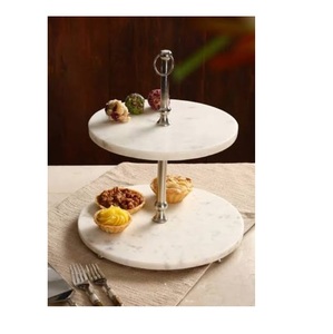 ชุดจานรองเค้กและขนมหวานสำหรับงานเลี้ยง ดีไซน์หรูหรา พร้อมจานหินอ่อนทรงกลมแบบวินเทจ - Product Image 1