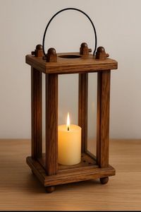 <b>Set</b> of 3 Customized Handmade Wooden Candle <b>Lantern</b> with Black Top Empty Candle Holder For Event & Home Decor - Product Image 2