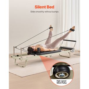 Reformer Pilates Pieghevole a Doppia Resistenza con Corda a Molla per Allenamento Domestico e in Studio - Product Image 3