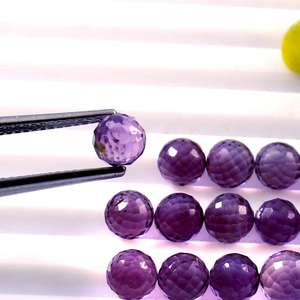 Billes rondes facettées en améthyste naturelle de 10 mm, sphères de guérison, pierres précieuses en vrac pour la fabrication de bijoux, lot en gros - Product Image 2