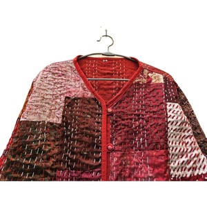 Handmade Silk Patola Gudri Patchwork Red <b>Quilted</b> Eco-Friendly Women's Winter Lightweight Bohemian Style Comfortable <b>Jacket</b> - Product Image 4