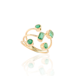 18K Yellow Gold <b>Emerald</b> Men's Eternity <b>Ring</b> with Radiant Cut Prong Setting - Product Image 5