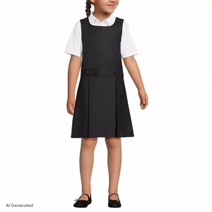 Uniforme Escolar Formal de Algodón 100% para Primaria, Vestido Negro Plisado para Niñas - Product Image 1