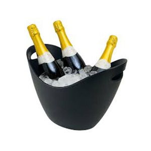 Luxury Black Powder Coating Metal Wine <b>Ice</b> Bucket With Cutout Handles Wave Top Curved Party Champagne Beverage Tub Supply - Product Image 4