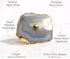 Pomo de Gabinete de Ágata Natural Ba, Tirador de Piedra Azul para Cajón de Cómoda, Diseño Moderno, Fácil Instalación - Product Image 5