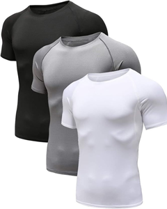เสื้อยืดแขนสั้นรัดรูปสำหรับผู้ชาย ออกกำลังกาย ฟิตเนส ยิม สลิมฟิต เพาะกาย - Product Image 4
