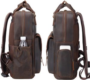Mochila de Cuero Genuino para Portátil de 15.6 Pulgadas para Hombre, Casual, para la Universidad, Negocios, Viajes, Uso Diario - Product Image 3