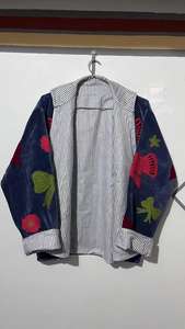 Abrigo azul y chaqueta de terciopelo bordada a mano, estilo bohemio Suzani, diseño de pájaro - Product Image 3