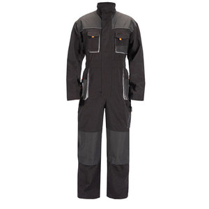 Men's Black Polyester Work Coverall Water Resistant Safety Uniform <b>Overall</b> with Multiple Pockets and Reinforced Knees - Product Image 1