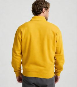 Nouveau design 2026 – Sweat-shirt polaire demi-zip pour homme, couleur jaune, coupe oversize, col montant, fermeture éclair quart de tour, en promotion - Product Image 6