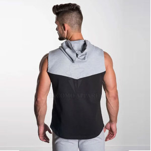 Modern Activewear Sports Men <b>Sleeveless</b> <b>Hoodie</b> Cotton Blended Fabric With Lightweight Design For Daily Activities - Product Image 3