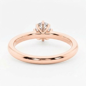 Anillo de Compromiso de Moissanita para Mujer, Corte Redondo, Solitario con Banda de Diamantes, Chapado en Oro Rosa, para Anillo de Boda - Product Image 3
