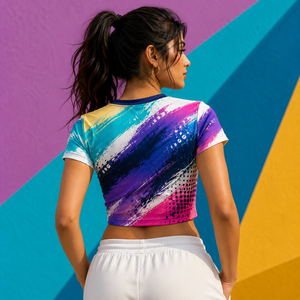 Wholesale Women Sporty Slim <b>Fit</b> Crop Top T-Shirt Custom Sublimation Breathable Eco-Friendly Spring/Summer Fashion Clothing - Product Image 2