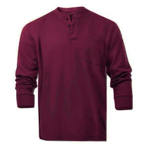 FR <b>Henley</b> Style T-<b>Shirts</b> Flame Resistant Workwear in X-Large Maroon Color - Product Image 1