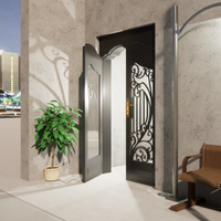 Porte d'entrée extérieure en acier sur mesure, design élégant en fer forgé, style de sécurité pour villas de luxe, résistante à l'eau