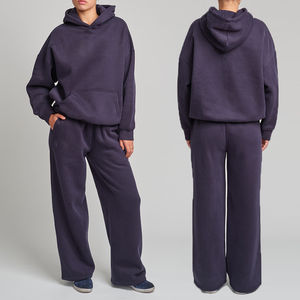 Pantalones de chándal de felpa extragrandes de fábrica, sudaderas pesadas, conjuntos de sudadera con capucha y pantalones de chándal holgados para mujer - Product Image 5