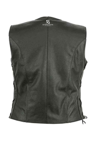 <b>Women</b> Leather Motorcycle <b>Waistcoat</b> V Neck Slim Fit Vintage Biker Vest Sleeveless Outerwear Stylish Pockets Casual Fashion - Product Image 2