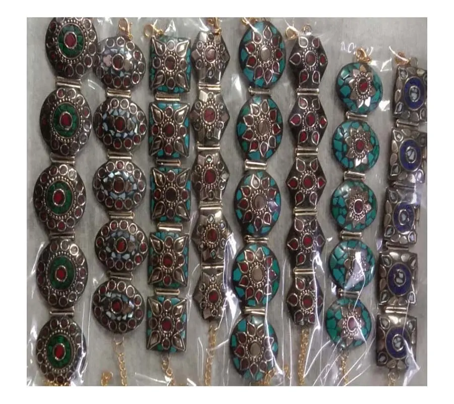 Hot Mosaic Beads Work Boho Fashion Metal Bracelets Women Multi color Available at Best Price from India GC-BR-155