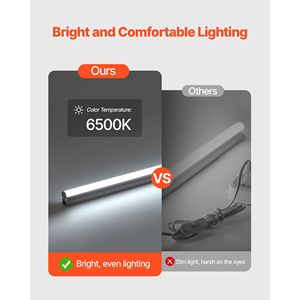 Confezione da 6 Tubi LED Integrati T5 da 4FT 2200lm 6500K, Luce da Officina Collegabile con Interruttore Elettrico ON/OFF per Magazzini - Product Image 6