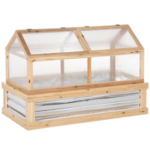 Fioriera Rialzata Naturale 48"x24"x32.25" in Legno per Serra, Protezione per Fiori e Piante da Freddo - Product Image 1