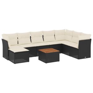 Conjunto de Sofás de Jardín en Negro, Marrón, Crema y Blanco - Product Image 2