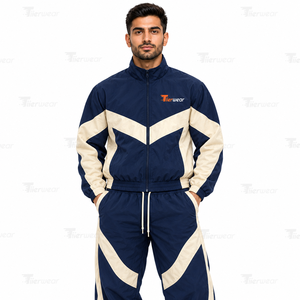 Vente en gros Veste et pantalon de survêtement réfléchissants haute qualité avec fermeture éclair et coupe-vent avec logo personnalisé Survêtement coupe-vent pour hommes - Product Image 4