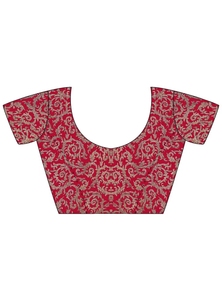 ผ้าส่าหรีปักลายสีชมพู KV พร้อมเสื้อท่อนบนแบบยังไม่เย็บติดกับกางเกง - Product Image 6
