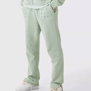 Survêtement Homme Délavé Effet Usé de Haute Qualité Personnalisable Vintage Streetwear Uni Polyester/Coton Effet Soleil Décoloré Prix Abordables - Product Image 4