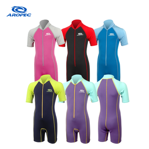 Combinaison de plongée courte Aropec 1 mm en néoprène et élasthanne pour enfant, protection solaire UPF 50+, fermeture éclair avant, coutures plates, maillot de bain anti-UV, OEM/OEM - Product Image 1