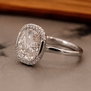 Bague de fiançailles et de mariage en or rose plaqué rhodium avec diamant solitaire ovale véritable blanc LGD, 2,00+0,20 CT, cultivé en laboratoire, certifié IGI - Product Image 2