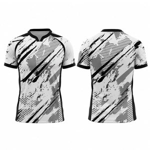 Men's Sublimated Rugby Jersey Short Sleeve V-Neck Fitted Moisture Wicking Geometric Print Polyester All Seasons Rugby Apparel - Product Image 1
