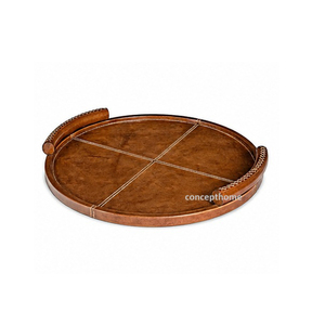 Bandeja Rectangular de Cuero para Servir con Asas de Latón, Diseño de Cuero, Apta para Lavavajillas, Impermeable, Ecológica, de Grado Comercial - Product Image 5