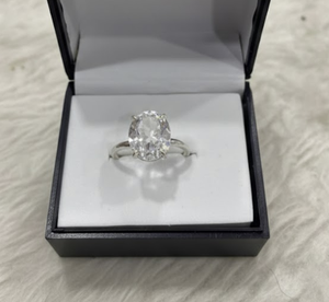 Bague en quartz cristal flexible, pierre précieuse, faite à la main, forme ovale, thème amour - Product Image 2