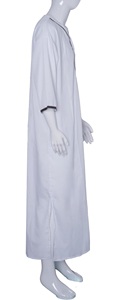 White <b>Thobe</b> <b>Men</b> Jubba Summer Cotton Shalwar Kameez New Fashion Qatari Dubai Simple Plain Prayers Modest Jubbah Breathable - Product Image 6