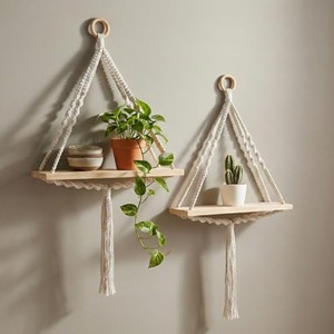 Estante de pared de macramé de madera de pino |   Cuerda de Yute Natural |   Decoración para el Hogar al por Mayor - Product Image 6