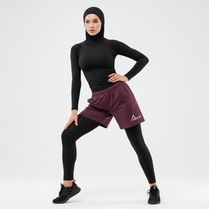 กางเกงออกกำลังกายสำหรับผู้หญิงมุสลิมแบบสุภาพ 2 in 1 แห้งเร็ว ระบายอากาศได้ดี เหมาะสำหรับยิม โยคะ ฟิตเนส ออกกำลังกาย ทรงปกติ UPF50+ ซับเหงื่อ - Product Image 1