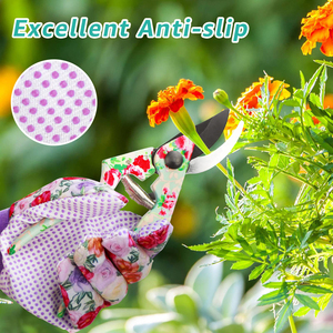 Wholesale Custom Sublimation Floral Garden <b>Gloves</b> With Polyurethane Coating Anti-Slip Knit Cuff Pull On Design For Outdoor Work - Product Image 5