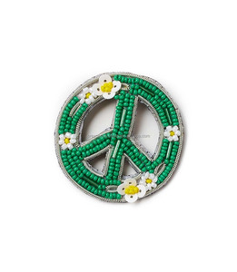 Broche de moda de aleación plateada con cuentas, pin de solapa bordado con signo de la paz, insignia de lentejuelas de cuentas de semillas, logotipo personalizado, venta al por mayor - Product Image 3