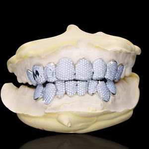 Hip Hop Custom 925 Silver Iced Out Teeth Grillz Iced Out Moissanite Diamond Grillz Teeth Silver Jewelry Best Price - Product Image 6