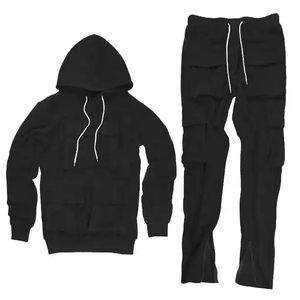 Unisex <b>Pink</b> Cargo Hoodie and Cargo Jogger Set Multi Pocket Pullover Hooded <b>Tracksuit</b> Casual Streetwear Two Piece Outfit - Product Image 2
