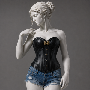 Women's Goth <b>Punk</b> Plus-Size Zipper Leather Lace Corset Shapewear Hip Enhancer Latex Waist Trainer Satin Fabric Seamless Quick - Product Image 1