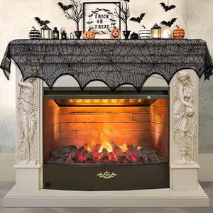 Decorazioni di Halloween: Copri Caminetto in Pizzo Nero a Ragnatela per Feste Festive - Product Image 1