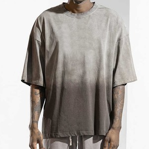 Camiseta de Manga Corta con Cuello Redondo y Estampado Tie-Dye para Hombre, de Color Sólido, Tejido de Algodón, Estilo Urbano, Largo Regular, OEM ODM - Product Image 6