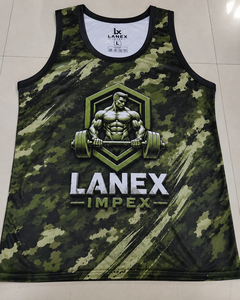 Custom Men's Green Camo Gym Tank Top Sublimation Fitness <b>Stringer</b> <b>Vest</b> Bodybuilding Sleeveless Workout Training Sports Apparel - Product Image 6